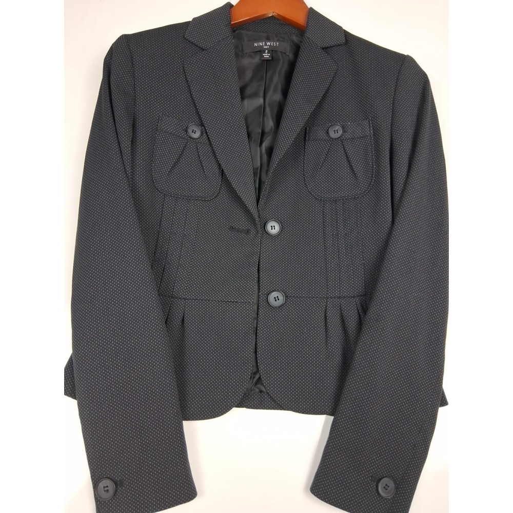 Y2k 90s Dark Academia Preppy Career Princess Diana Polka Dot Women Blazer Sz 2